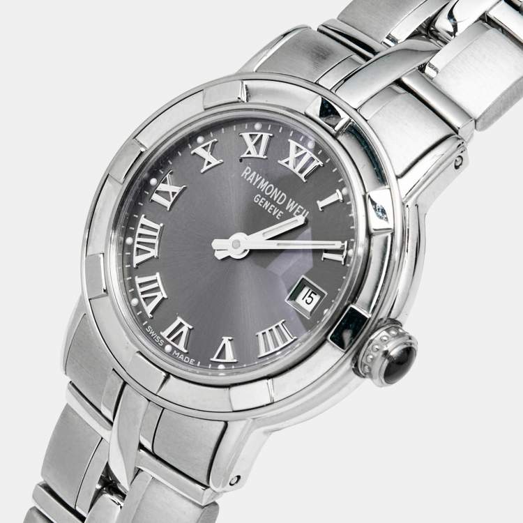 مملوكة مسبقًا Raymond Weil Grey Stainless Steel Parsifal 9441 Women's Wristwatch 27 mm