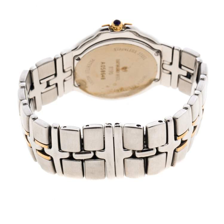 Pre Owned Raymond Weil Black Gold Plated Stainless Steel Parsifal 9190 Women Watch 35MM
