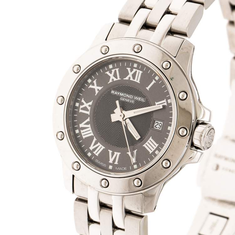 Pre Owned Raymond Weil Grey Stainless Steel Tango 5399 Women's Wristwatch 28 mm