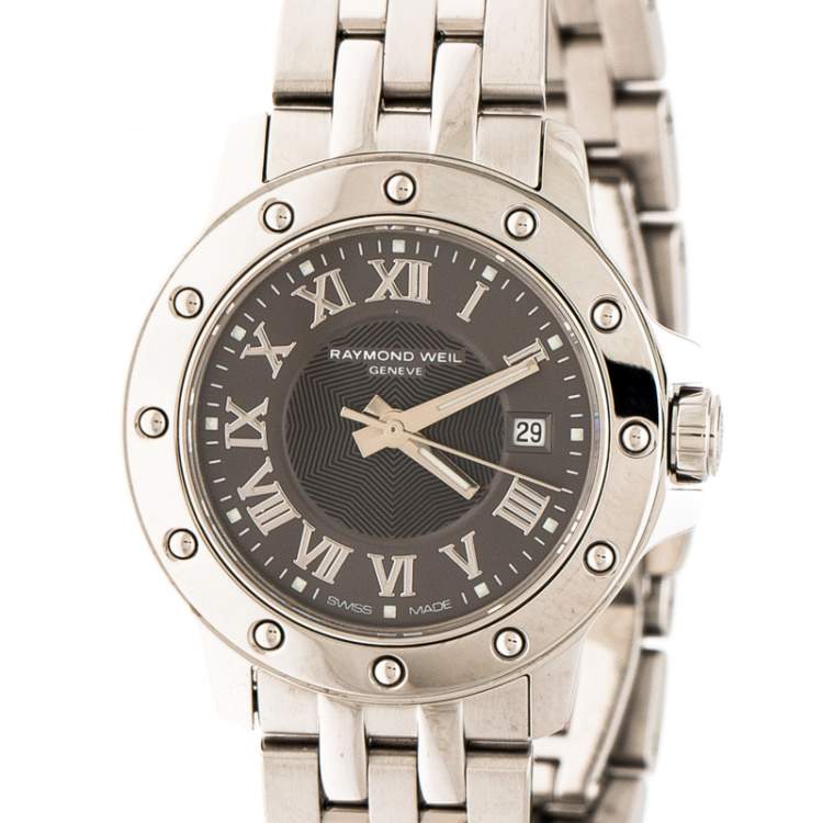 Pre Owned Raymond Weil Grey Stainless Steel Tango 5399 Women's Wristwatch 28 mm