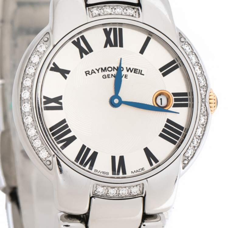 Pre Owned Raymond Weil Silver Two-Tone Stainless Steel Jasmine 5229 Women's Wristwatch 29 mm