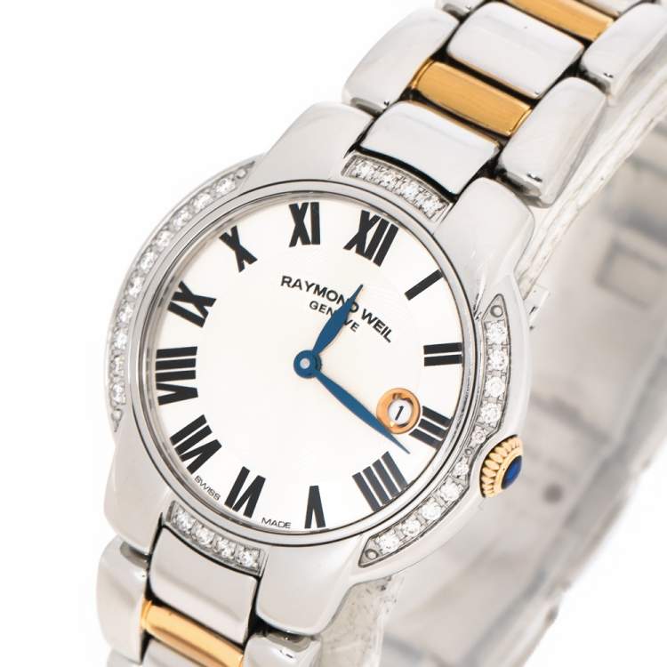 Pre Owned Raymond Weil Silver Two-Tone Stainless Steel Jasmine 5229 Women's Wristwatch 29 mm