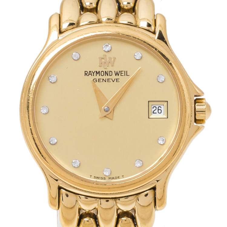 Pre Owned Raymond Weil Gold Plated Chorus 5368 Women's Wristwatch 23.50 mm