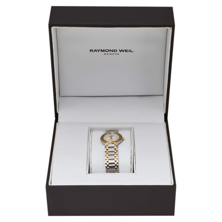 Pre Owned Raymond Weil White Stainless Steel Diamonds Othello 2320-STG-00985 Women's Wristwatch 25MM