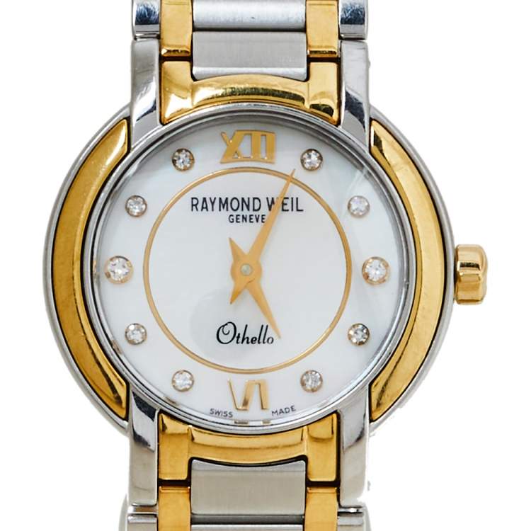 Pre Owned Raymond Weil White Stainless Steel Diamonds Othello 2320-STG-00985 Women's Wristwatch 25MM