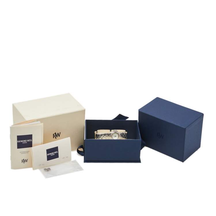 مملوكة مسبقًا Raymond Weil Mother Of Pearl Stainless Steel Diamonds Parsifal Mini 9691 Women's Wristwatch 21 mm