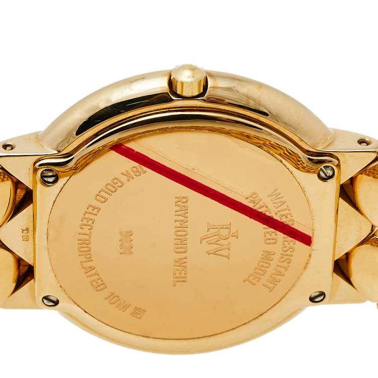 مملوكة مسبقًا Raymond Weil Champagne 18K Gold Electroplated Gloria Quartz Women's Wristwatch 32MM
