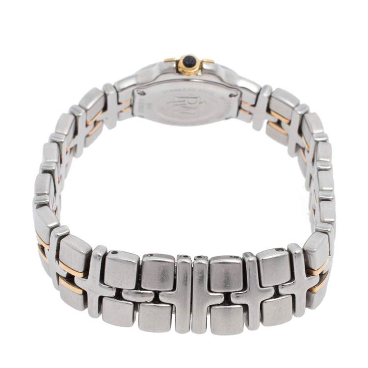 Pre Owned Raymond Weil Champagne Diamonds 18k Gold and Stainless Steel Parsifal 9690 Women's Wristwatch 23 mm