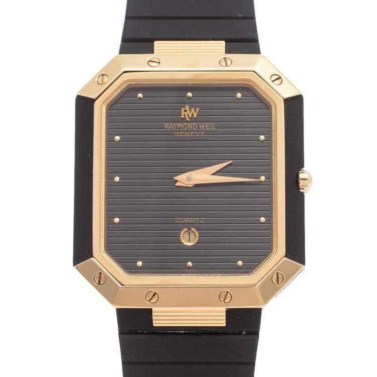 Pre Owned Raymond Weil Black Two Tone Stainless Steel 4734 Women's Wristwatch 28 mm
