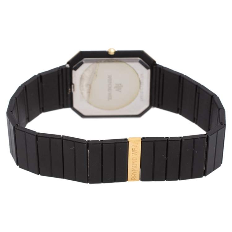 Pre Owned Raymond Weil Black Two Tone Stainless Steel 4734 Women's Wristwatch 28 mm