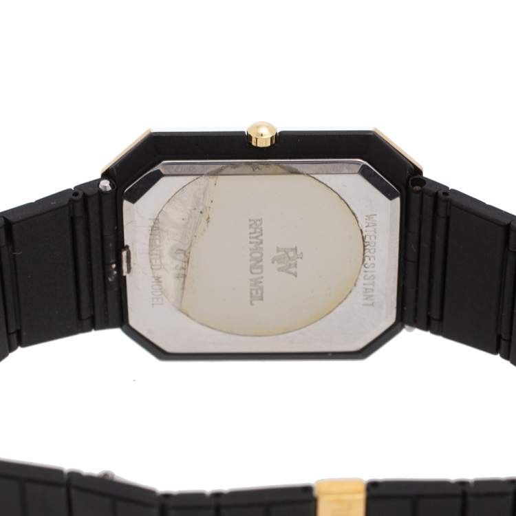 Pre Owned Raymond Weil Black Two Tone Stainless Steel 4734 Women's Wristwatch 28 mm