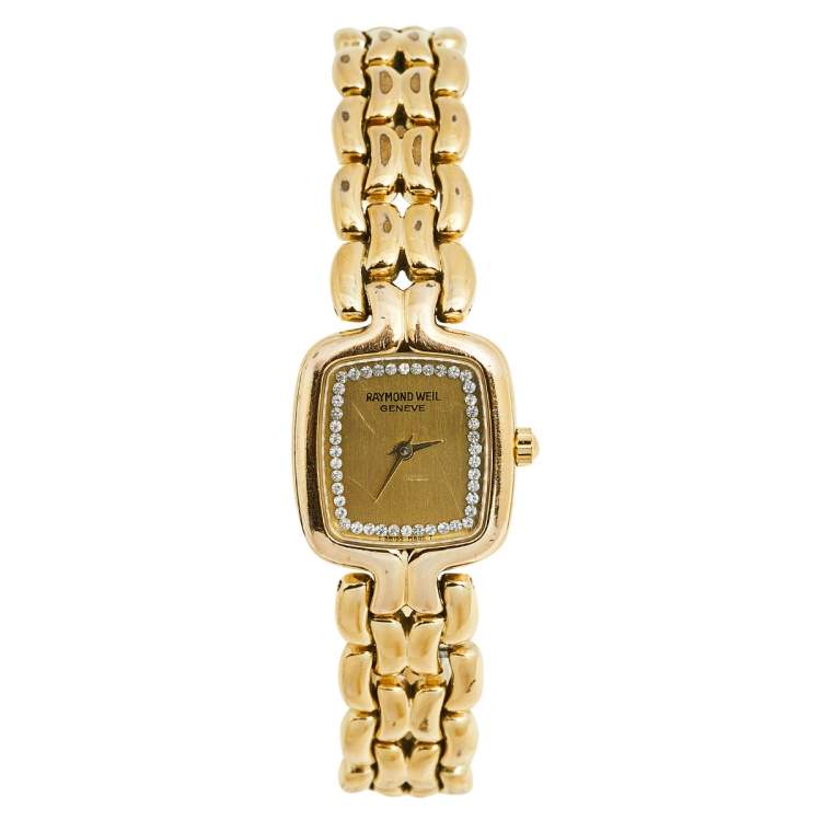 Raymond Weil Champagne Yellow Gold Plated Stainless Steel 5877/1 Women ...