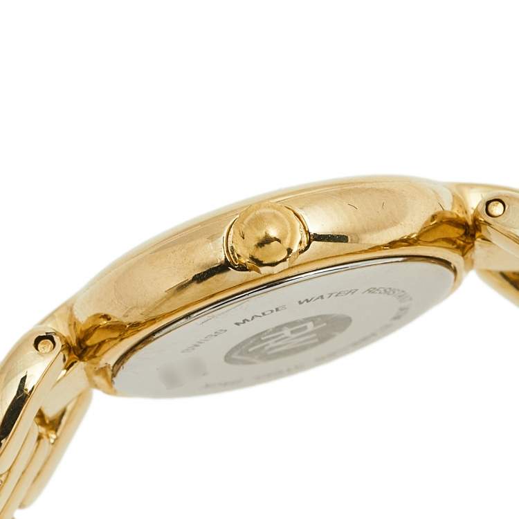Pre Owned Raymond Weil Black Gold Plated Stainless Steel 5876/1 Women's Wristwatch 22 mm