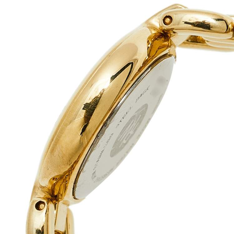 Pre Owned Raymond Weil Black Gold Plated Stainless Steel 5876/1 Women's Wristwatch 22 mm