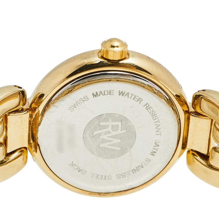 Pre Owned Raymond Weil Black Gold Plated Stainless Steel 5876/1 Women's Wristwatch 22 mm