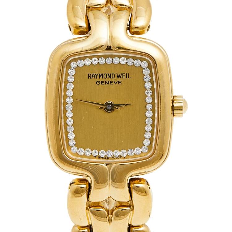 مملوكة مسبقًا Raymond Weil Champagne Gold Plated Stainless Steel 5877 Women's Wristwatch 20 mm