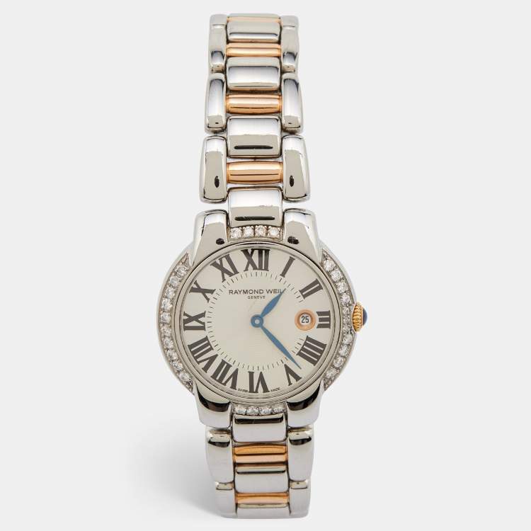 Pre Owned Raymond Weil Silver Two-Tone Stainless Steel Diamond Jasmine 5229-S5S-00659 Women's Wristwatch 29 mm