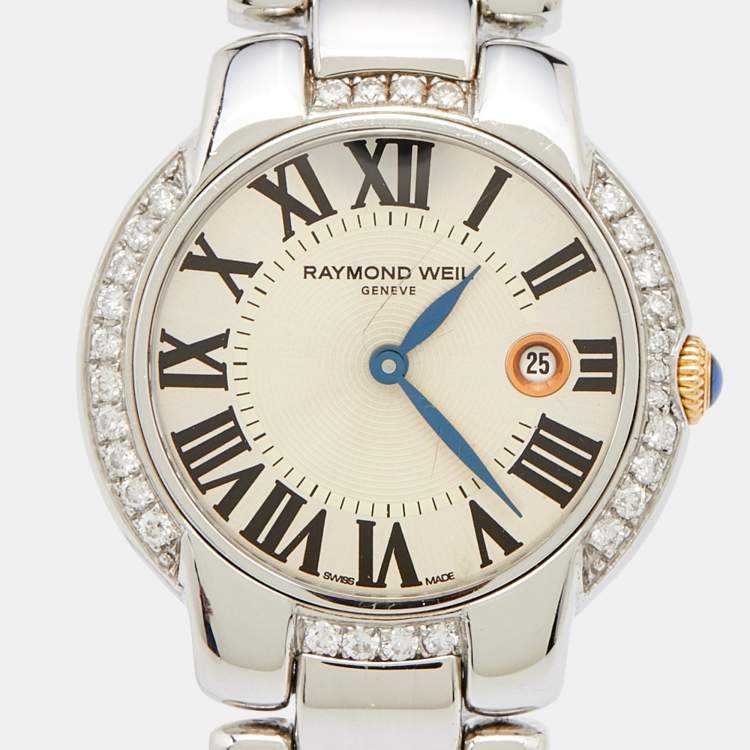 Pre Owned Raymond Weil Silver Two-Tone Stainless Steel Diamond Jasmine 5229-S5S-00659 Women's Wristwatch 29 mm
