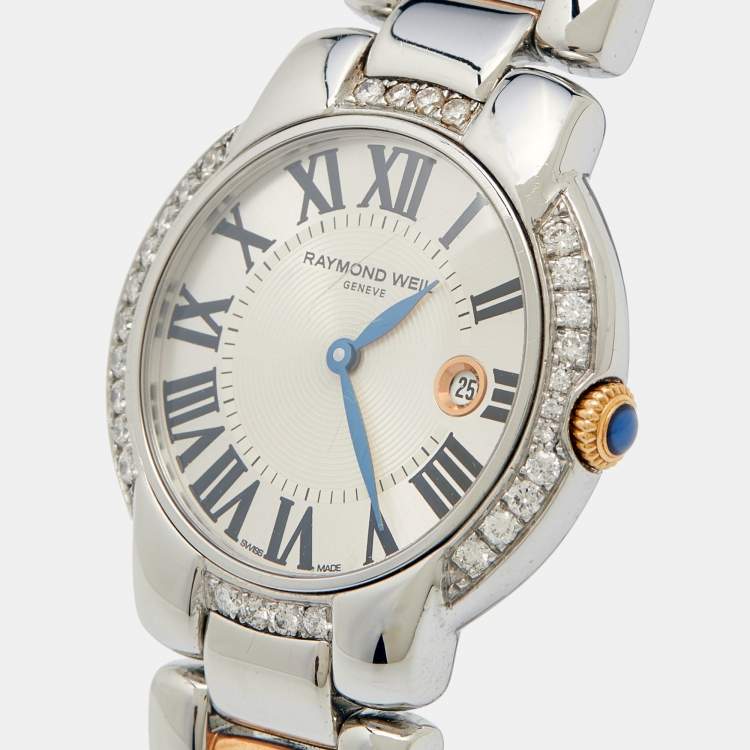 Pre Owned Raymond Weil Silver Two-Tone Stainless Steel Diamond Jasmine 5229-S5S-00659 Women's Wristwatch 29 mm