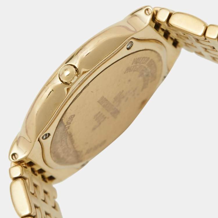 Pre Owned Raymond Weil Mother Of Pearl Crystal Embellished Gold Plated 4802 Women's Wristwatch 33 mm