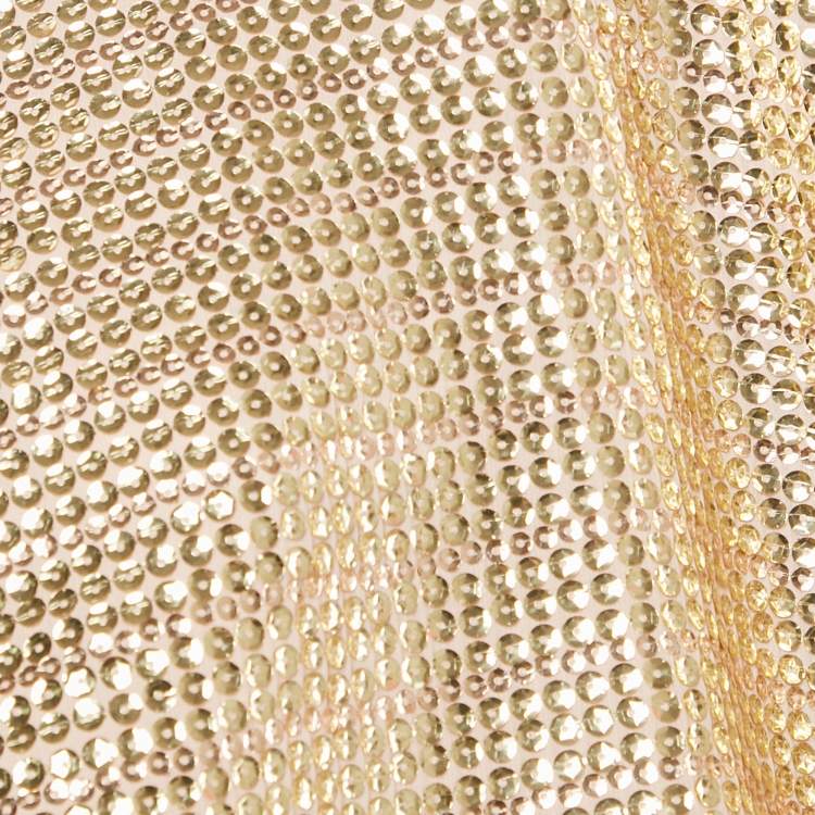 Pre Owned Rdalamal Gold Sequin Feather Detail Cape One Size
