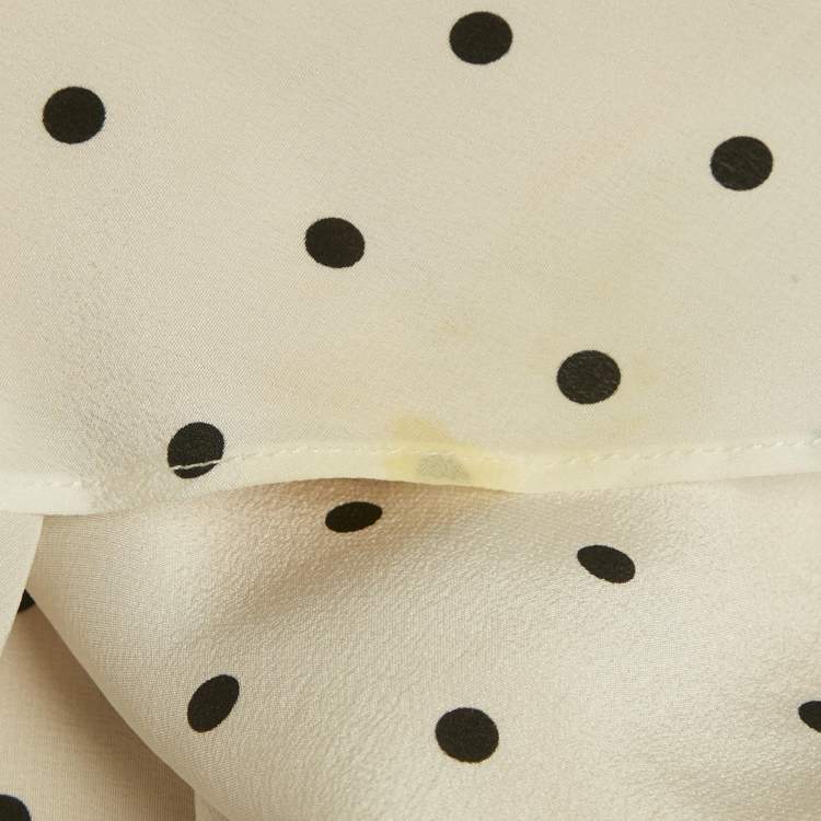 مملوكة مسبقًا Réalisation Par White Polka Dot Silk Tie Up Halter Neck Dress S