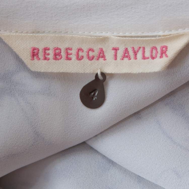 Pre Owned Rebecca Taylor Bicolor Floral Print Silk Tunic Dress S