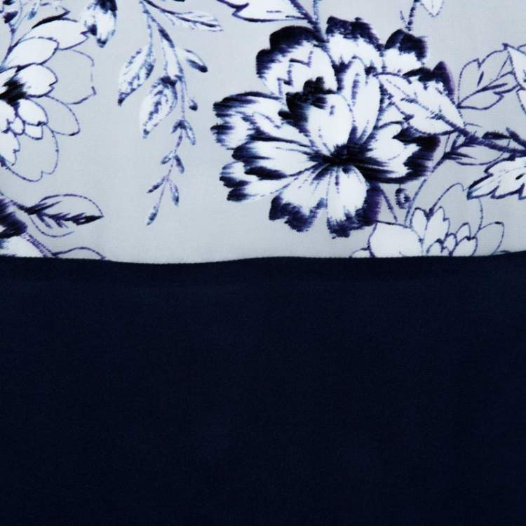 Pre Owned Rebecca Taylor Bicolor Floral Print Silk Tunic Dress S