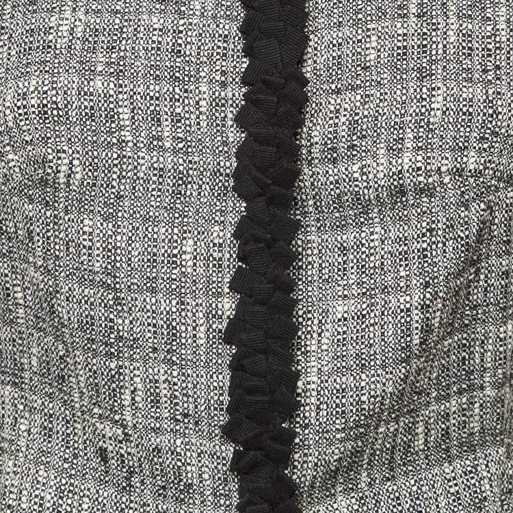 Pre Owned RED Valentino Monochrome Tweed Ruffle Trim Jacket M
