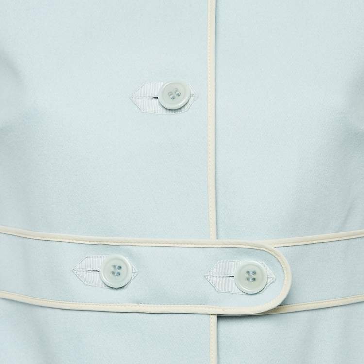 Pre Owned RED Valentino Blue Wool Felt Belted Mid-Length Coat S