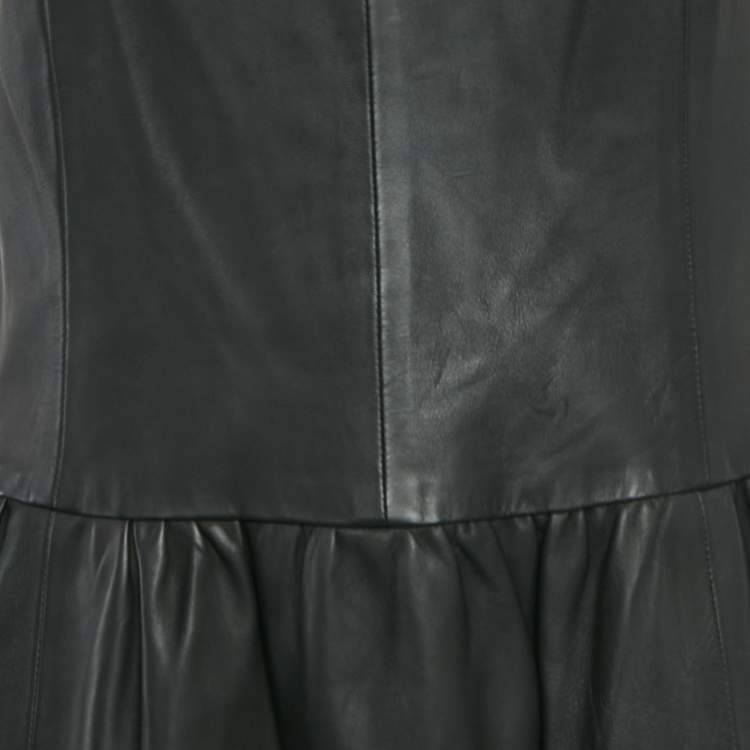 Pre Owned RED Valentino Black Leather Sleeveless Mini Dress S