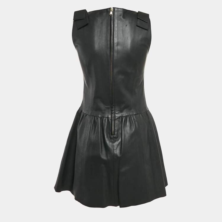 Pre Owned RED Valentino Black Leather Sleeveless Mini Dress S