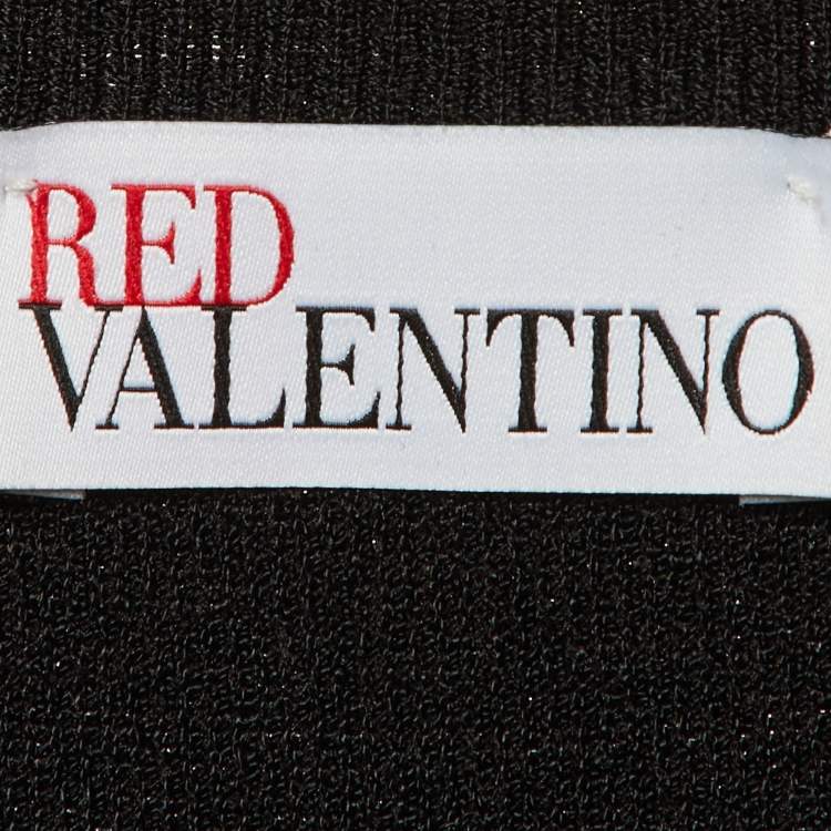 Pre Owned RED Valentino  Black/White Follow Me Intarsia Knit Mini Dress S