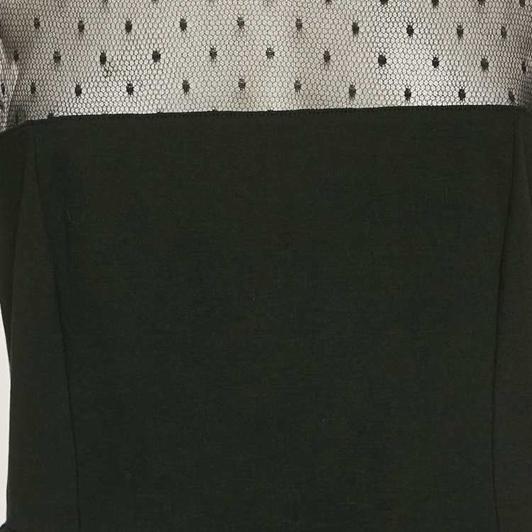 Pre Owned RED Valentino Black Knit and Tulle Long Sleeve Mini Dress XL