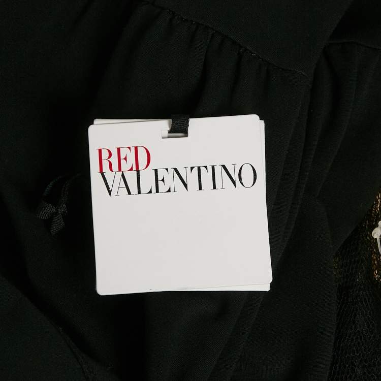 Pre Owned RED Valentino Black Knit and Tulle Long Sleeve Mini Dress XL