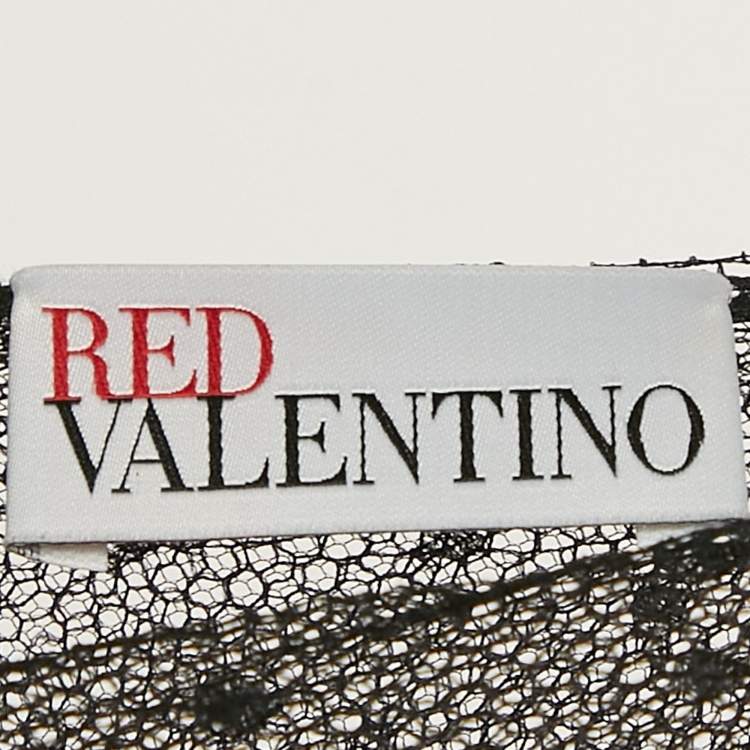 Pre Owned RED Valentino Black Knit and Tulle Long Sleeve Mini Dress XL