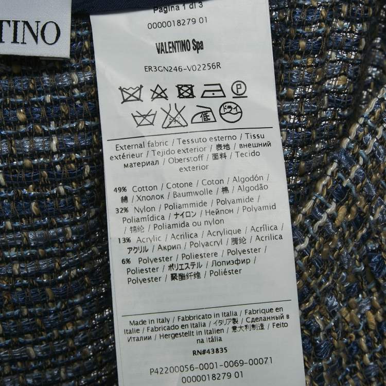 Pre Owned RED Valentino Blue Tweed Ruffled Mini Skirt L