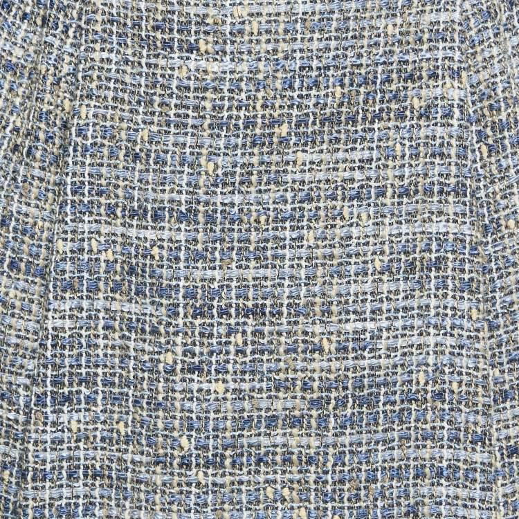 Pre Owned RED Valentino Blue Tweed Ruffled Mini Skirt L