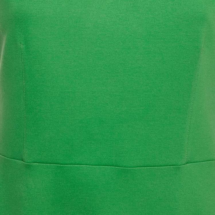 Pre Owned RED Valentino Green Knit and Tulle Sleeveless D'Esprit Ponte Mini Dress XL