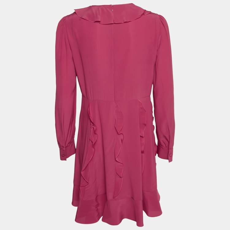 Pre Owned RED Valentino Pink Silk Ruffled Mini Dress M