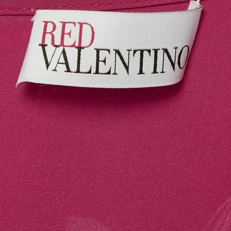 Pre Owned RED Valentino Pink Silk Ruffled Mini Dress M