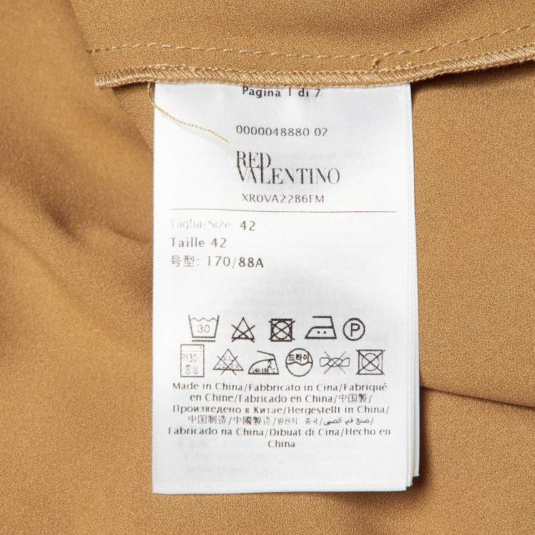 Pre Owned RED Valentino Brown Point d'esprit Tulle Tiered Mini Dress M
