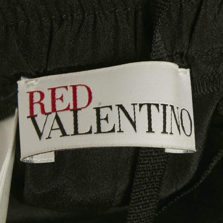 Pre Owned RED Valentino Black Sheer Silk Sequin Drawstring Pants M 