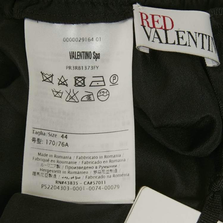 Pre Owned RED Valentino Black Sheer Silk Sequin Drawstring Pants M 