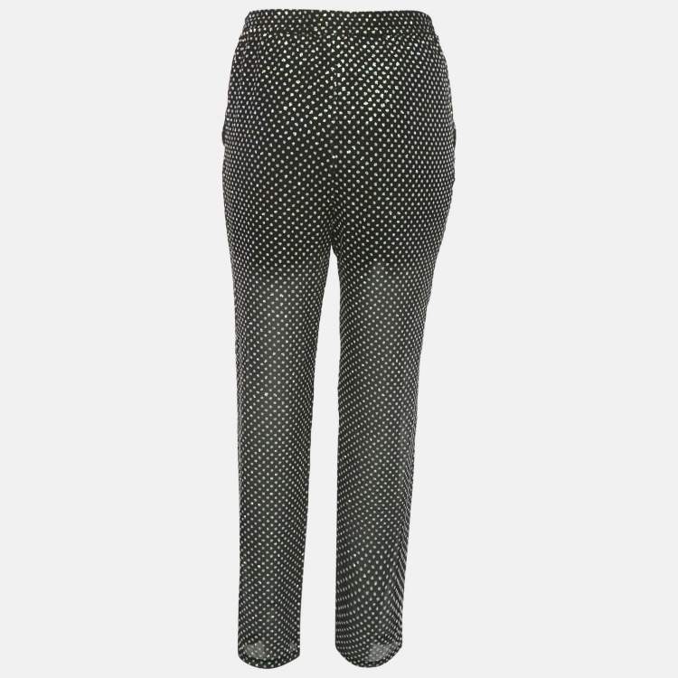 Pre Owned RED Valentino Black Sheer Silk Sequin Drawstring Pants M 