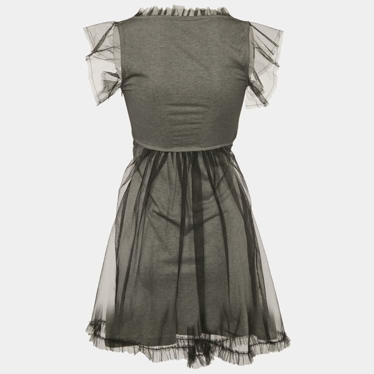 Pre Owned RED Valentino Grey Tulle Sleeveless Mini Dress S