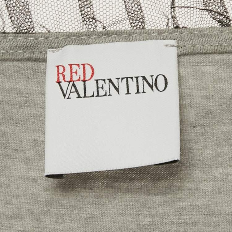 Pre Owned RED Valentino Grey Tulle Sleeveless Mini Dress S