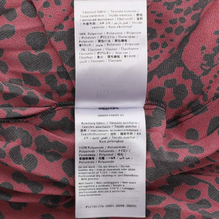 Pre Owned RED Valentino Red Animal Print Stretch Crepe and Lace Long Sleeve Top Dress M