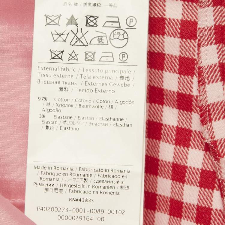 Pre Owned RED Valentino Red Gingham Cotton Trousers M