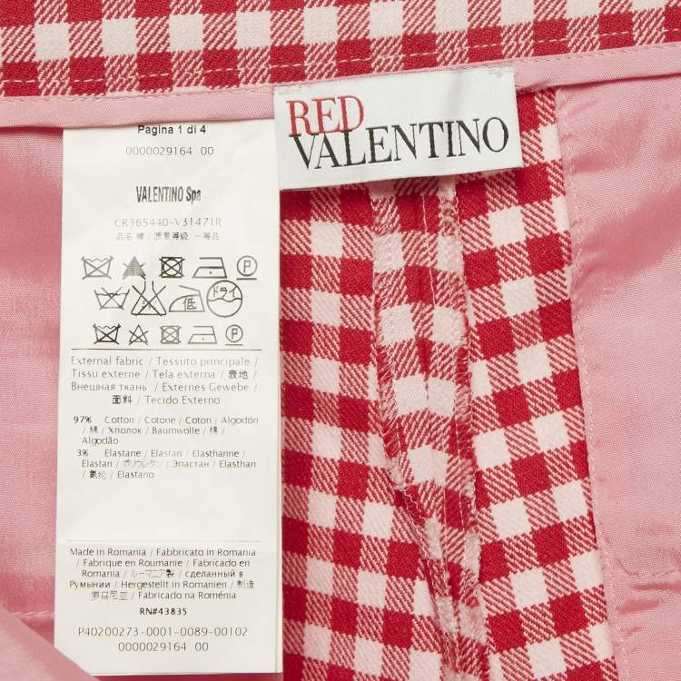 Pre Owned RED Valentino Red Gingham Cotton Trousers M